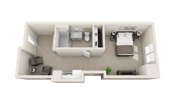 Architectural floor plan of a resident room