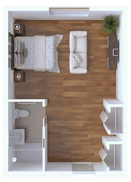 Interior view of a private resident room