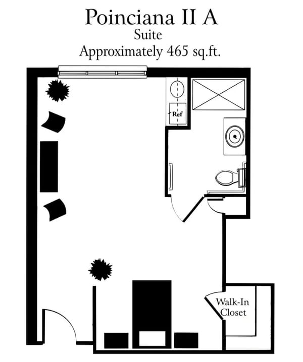 Courtyard Gardens of Jupiter, Nursing Home in Jupiter, FL — Floor plan of Poinciana II A suite layout