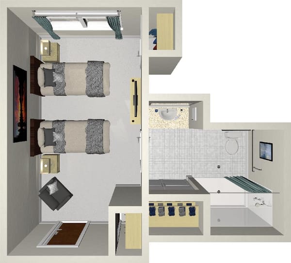 Architectural floor plan of a resident room