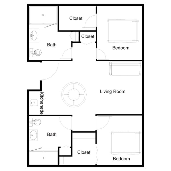 Architectural floor plan of a residence layout