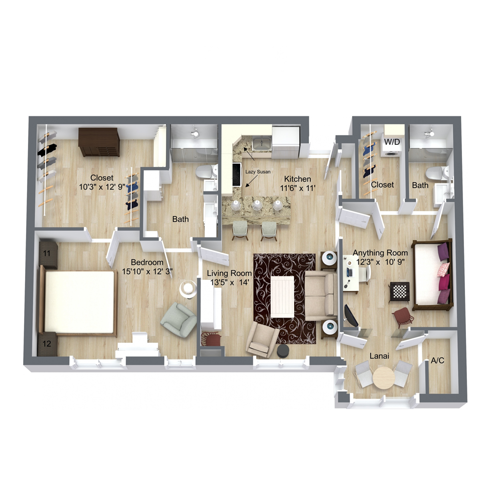 Architectural floor plan of a residential unit