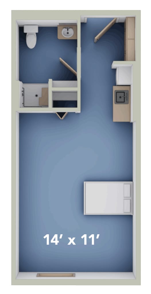Architectural floor plan of a resident room