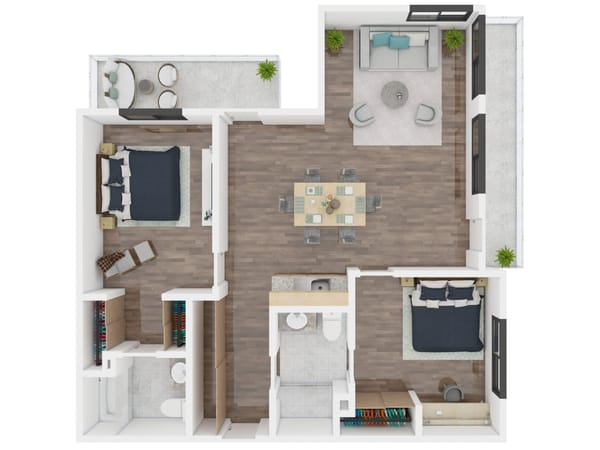 Floor plan layout of a senior living unit