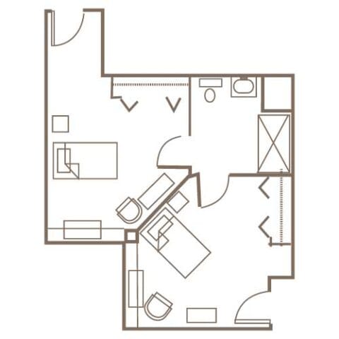 Architectural floor plan of a living unit