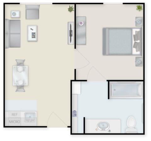 Architectural floor plan of a resident unit