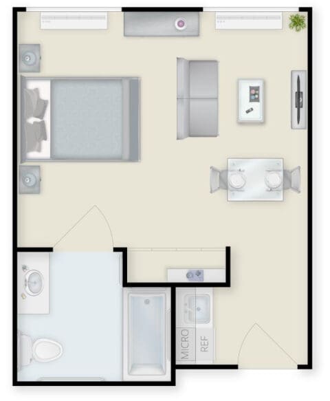 Architectural floor plan of a room layout