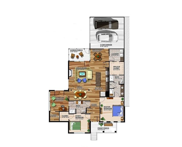 Architectural floor plan layout of a house