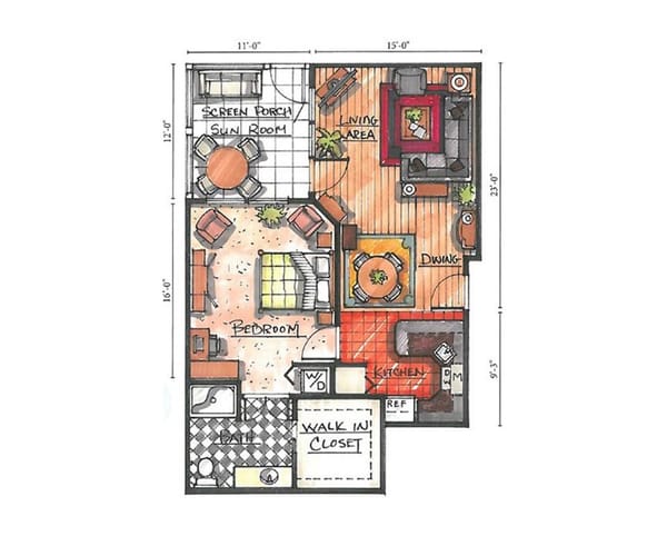 Architectural floor plan of a unit layout