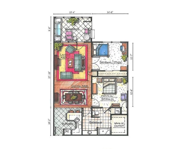 Architectural floor plan of a residential unit