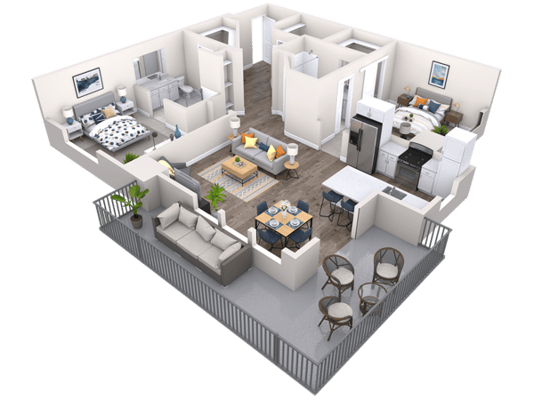 Architectural floor plan of a living unit