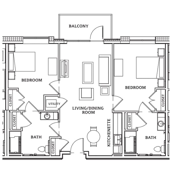 Architectural floor plan of a living space