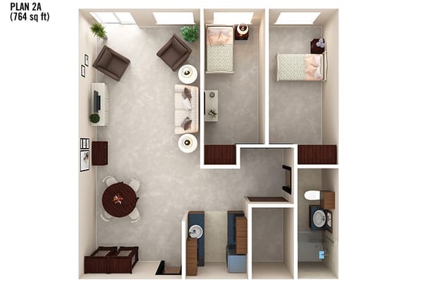 Architectural floor plan of a resident unit
