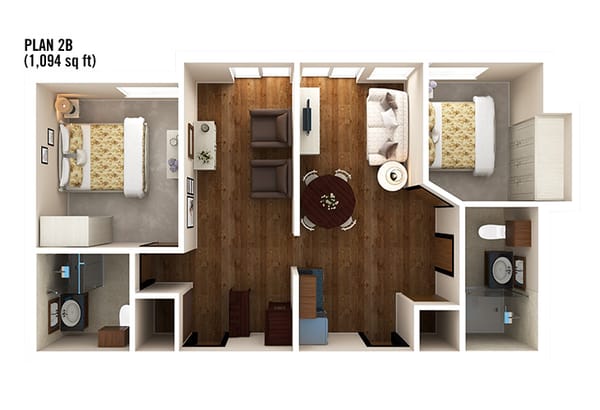 Architectural floor plan for a resident unit