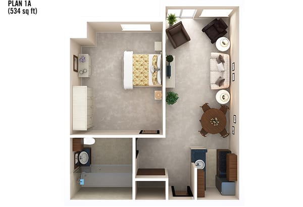 Architectural floor plan of a resident suite