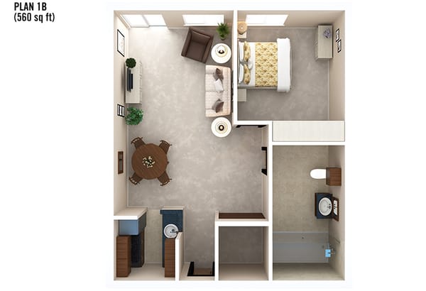 Architectural floor plan of a resident unit