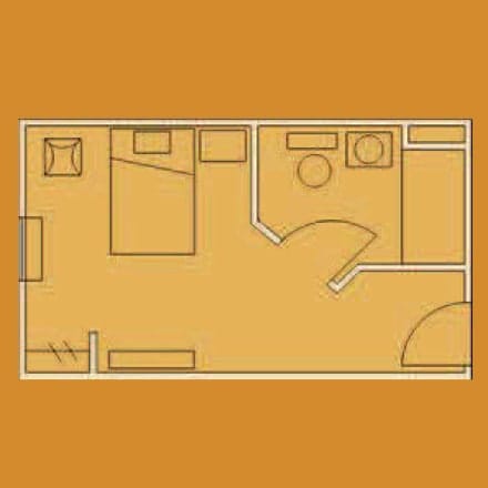 Architectural floor plan layout of a resident unit