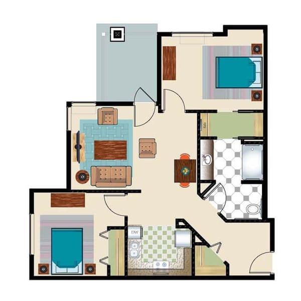 Architectural floor plan of a resident unit