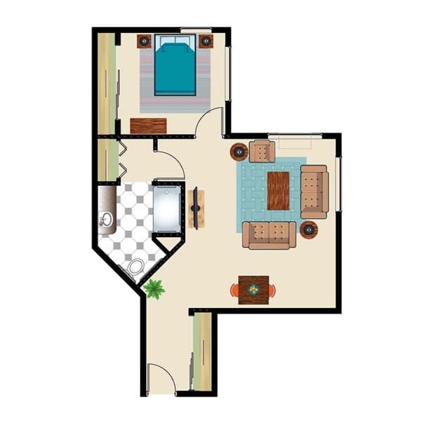 Architectural floor plan of a living unit