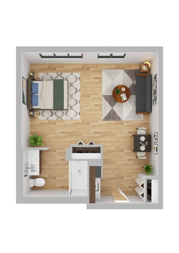 Brandywine Living at The Savoy, memory care in Queens, NY — Layout of a one-bedroom senior living apartment