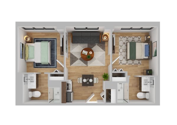 Brandywine Living at The Savoy, memory care in Queens, NY — Floor plan of a two-bedroom senior living unit