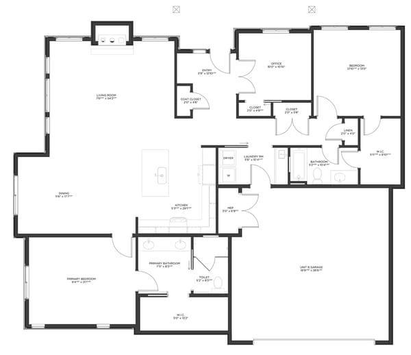 Architectural floor plan of a unit layout