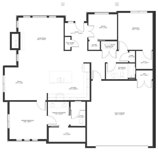 Architectural floor plan of a residential unit