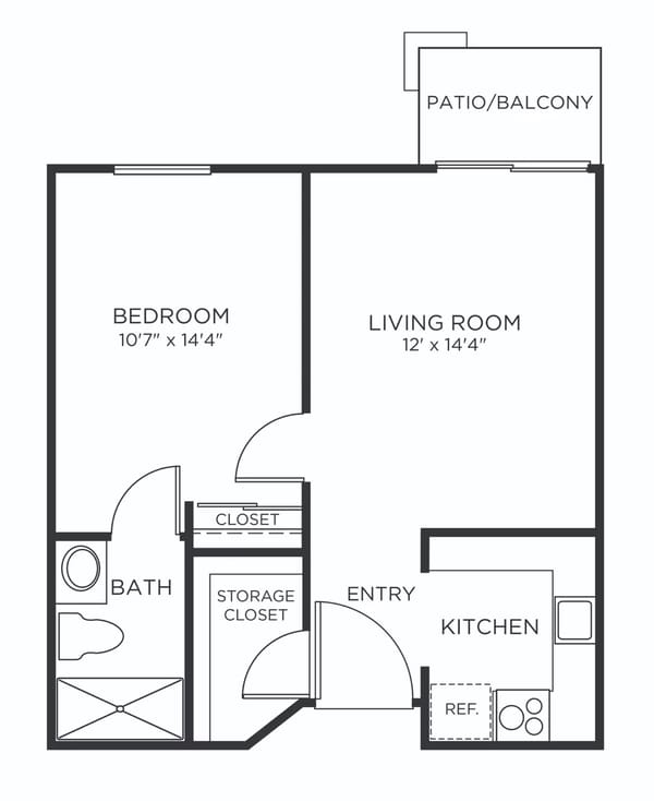 Architectural floor plan of a resident unit