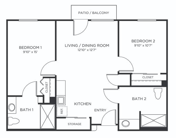Architectural floor plan of a resident unit