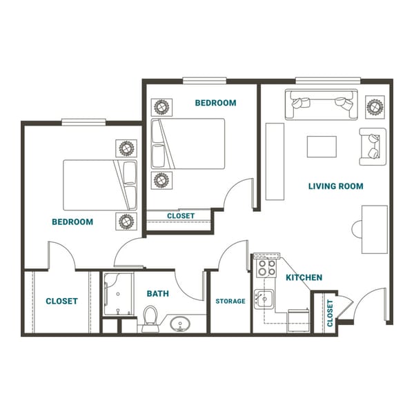 2 Bedroom Floor Plan