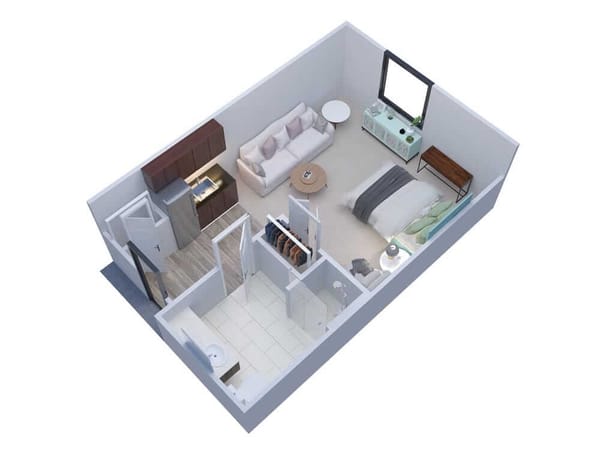 Interior layout of a private resident room