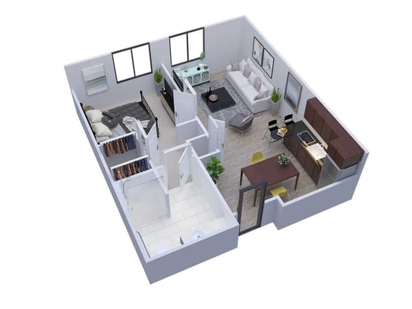 Interior layout of a modern residential room