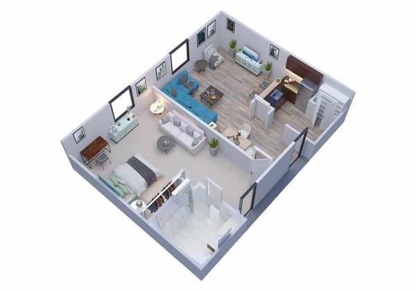 Architectural floor plan of a living space