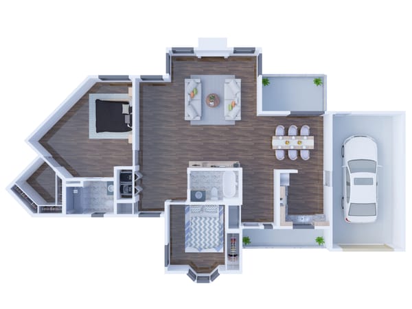 Solstice Senior Living at Corpus Christi, independent living in Corpus Christi, TX — Floor plan of a senior living apartment with garage