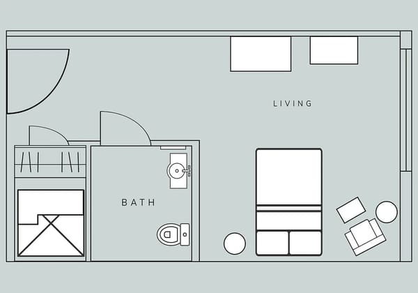 Architectural floor plan of a resident unit.