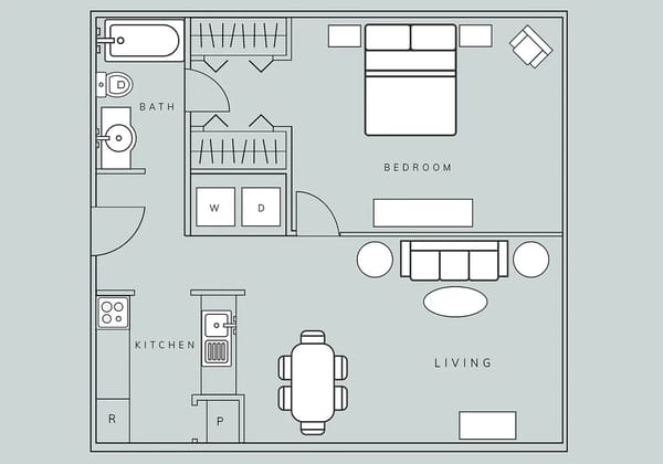 Architectural floor plan of a living space