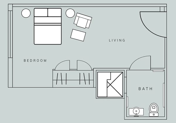 Architectural floor plan of a living space