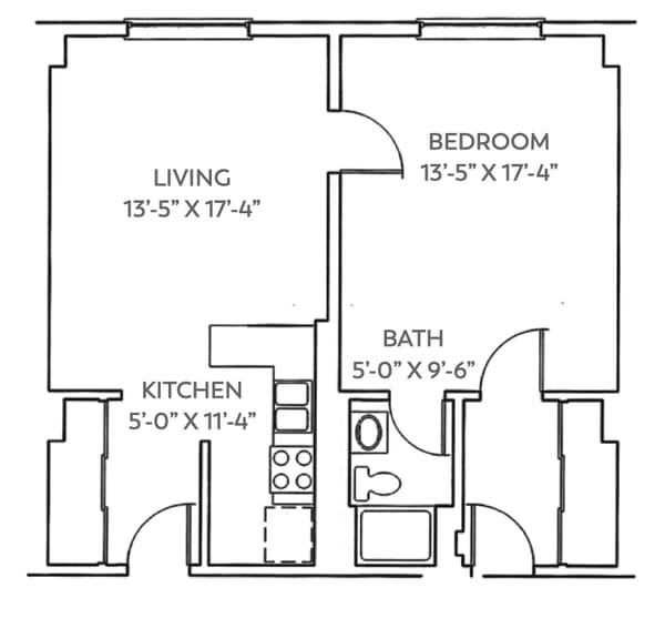 One Bedroom / 1 Bath (768 sq ft)