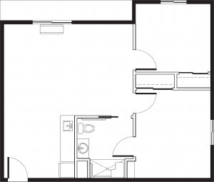 Architectural floor plan for resident unit