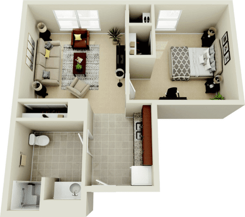 Charter Senior Living of Shiloh, assisted living in Belleville, IL — Floor plan of a senior living apartment layout