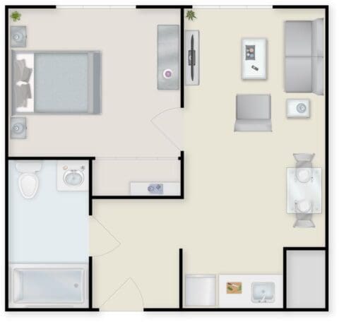 Architectural floor plan of a living unit