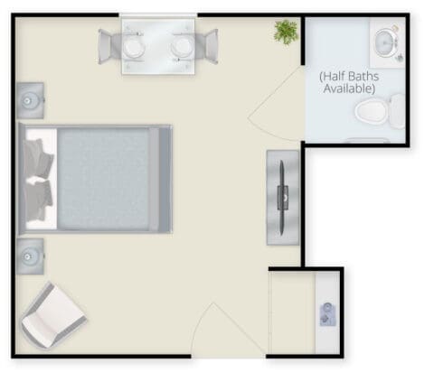 Architectural floor plan of a resident unit
