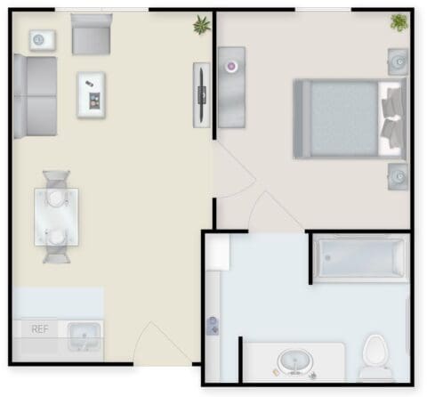 Architectural floor plan of a resident unit