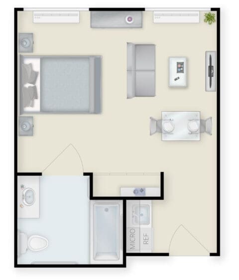 Architectural floor plan of a resident room