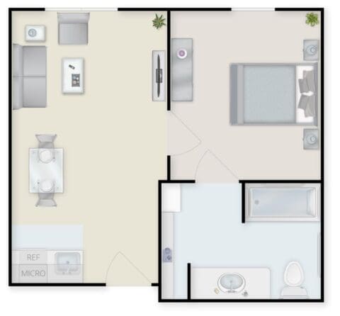 Architectural floor plan of a resident unit