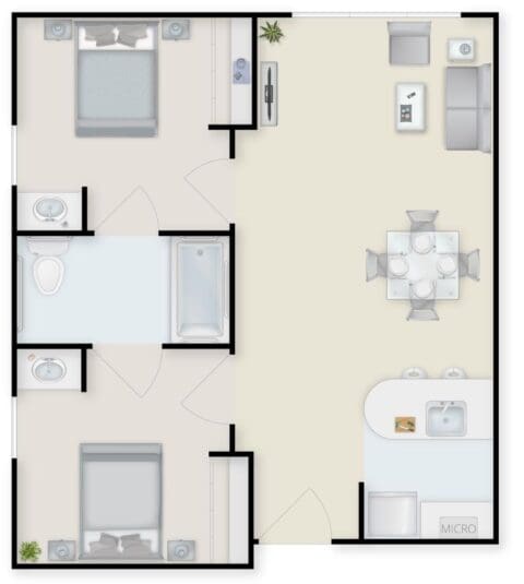 Architectural floor plan of a living unit