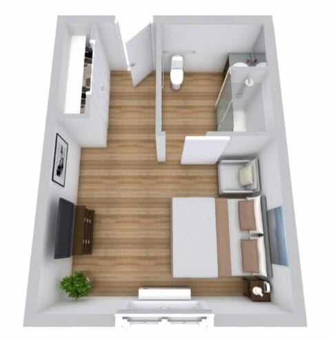 Floor plan of a private resident room
