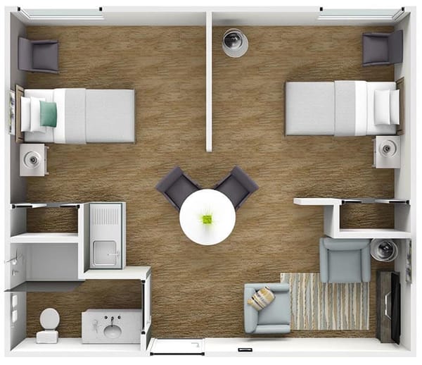Mariposa Two Bedroom - One Bath - 435 Sq. Ft.