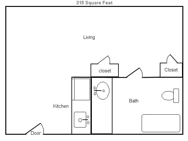 Architectural floor plan of a living area