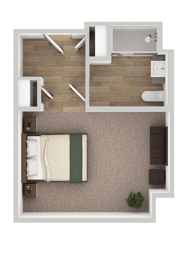 Floor plan of a private resident room